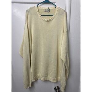 Vintage Eddie Bauer Thick 100% Cotton Knit Sweater Men's size XL Tall Yellow